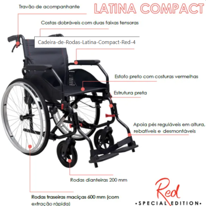 Cadeira Rodas Latina Compact Red Edição Especial - Image 3